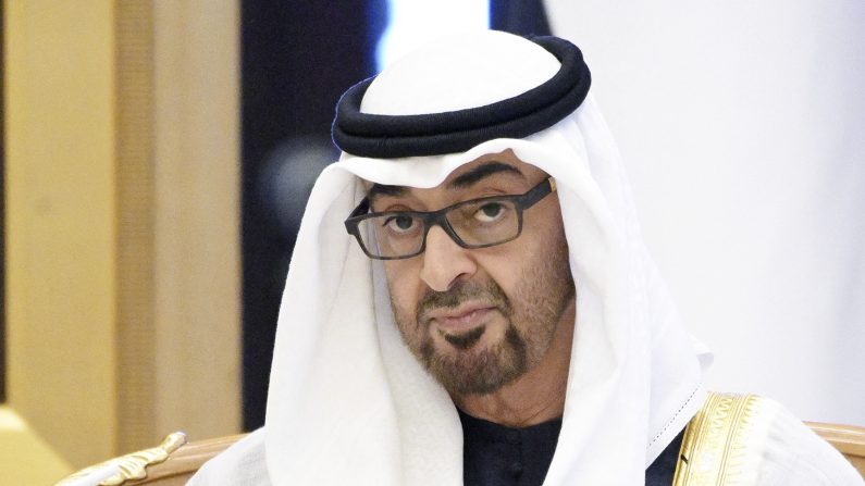 Le président des Émirats arabes unis, Cheikh Mohamed bin Zayed Al Nahyan, lors d'une réunion avec le président russe à Abou Dhabi, le 6 décembre 2023. (Alexey Nikolsky/AFP via Getty Images)
